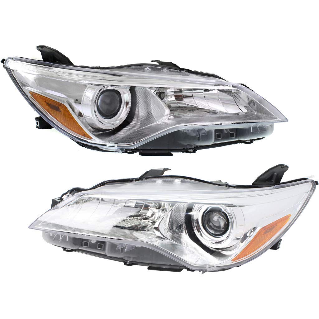 2015-2017 Toyota Camry Headlight Assembly - Driver & Passenger Side CAPA Certified with Chrome Housing & Bulbs Included (Part# TO2502222 TO2503222) - Replaces OEM 81150-06860, 81110-06860 - Perfect for LE/XLE Models - Upgrade Your Nighttime Driving Safety