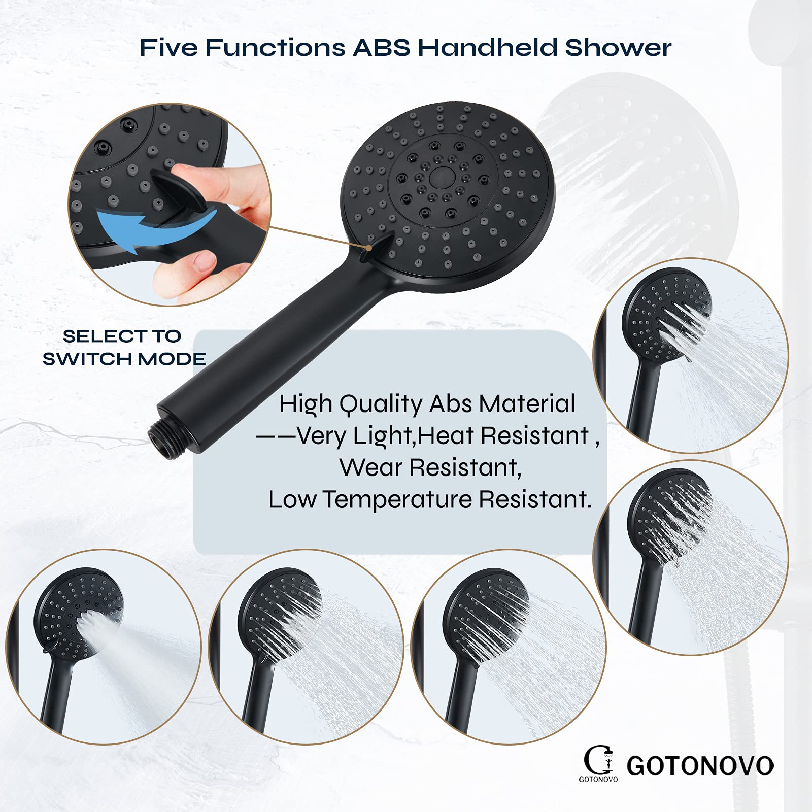 Premium Matte Black Shower System - 10 Inch Rainfall Shower Head, Wall Mounted Slide Bar & 3-Setting ABS Handheld Shower with Rough-in Valve - Modern Bathroom Shower Faucet Set for Spa-Like Experience at Home
