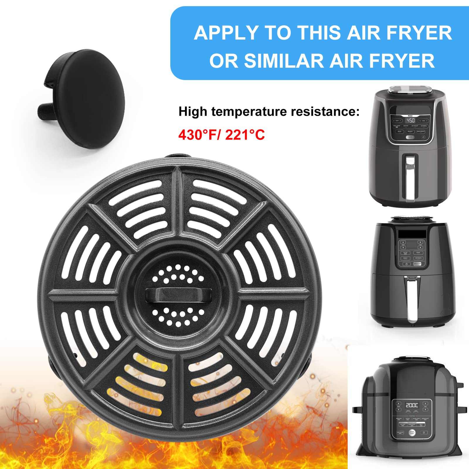 ALJ 3PCS Upgraded Rubber Feet & Silicone Bumpers for Ninja Air Fryer - Non-Slip Tray Guards & Crisper Plate Protectors | Perfect for Kitchen Counter Protection & Noise Reduction