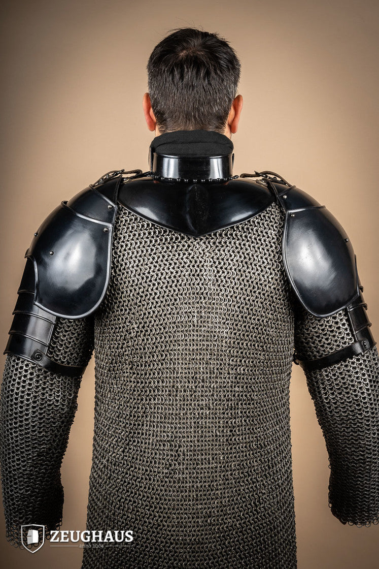 Medieval Knight Pauldron Burnished Steel Shoulder Armor - Perfect for LARP, Cosplay, and Renaissance Fairs