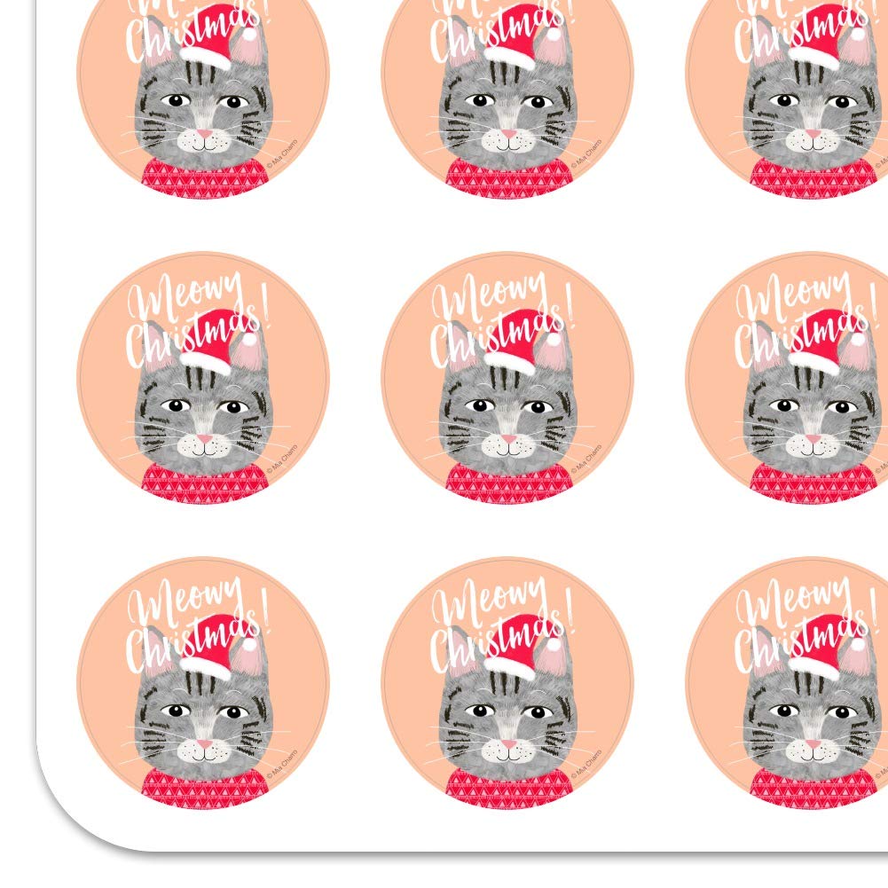 Meowy Merry Christmas Cat Planner Stickers - Cute Cat in Sweater & Hat Scrapbooking Decals for Holiday Journals, DIY Crafts & Christmas Card Making