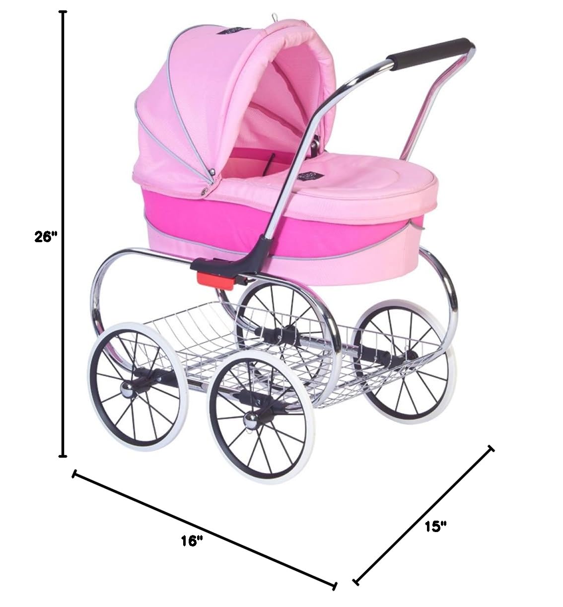Valco Baby Classic Pink Doll Stroller with Removable Bassinet - Timeless Design for Imaginative Play, Perfect Gift for Toddlers & Kids (Indoor/Outdoor Use, Birthday Parties, Pretend Play)