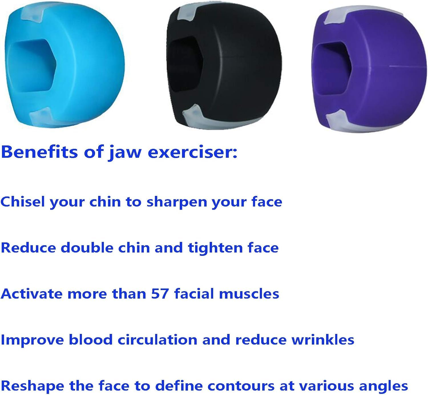 Jawline Exerciser for Face & Neck - Define Jawline, Slim Face, Reduce Double Chin & Look Younger - Stress Relief & Craving Control - Includes Free Rope Hanger - Perfect for Home Workout, Office Use & Travel - Pack of 1