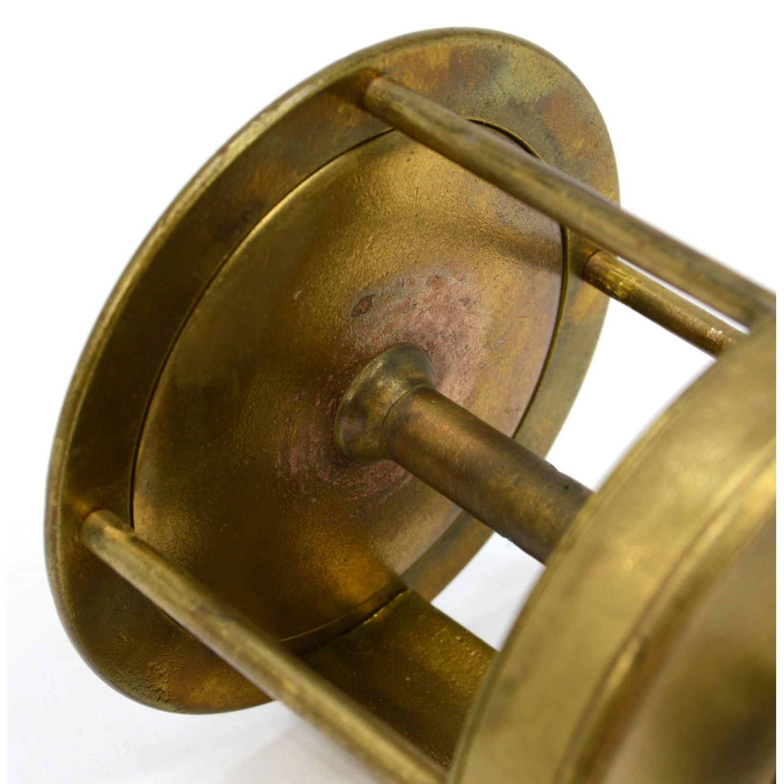 Vintage Antique Brass Fishing Reel 250 - Curved S Handle, Unknown Maker - Perfect for Collectors & Classic Fishing Enthusiasts