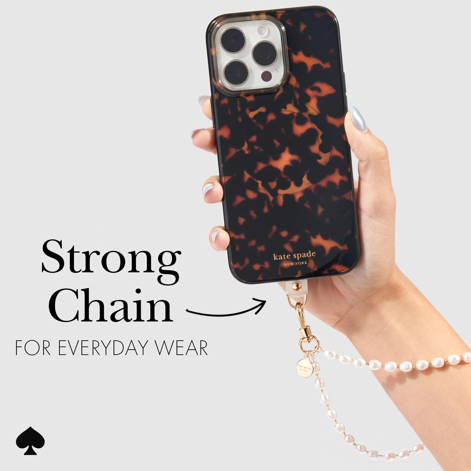 Kate Spade New York Detachable Phone Charm & Lanyard - Sea Pearl Design for iPhone & Android - Perfect for Work, Travel & Everyday Use