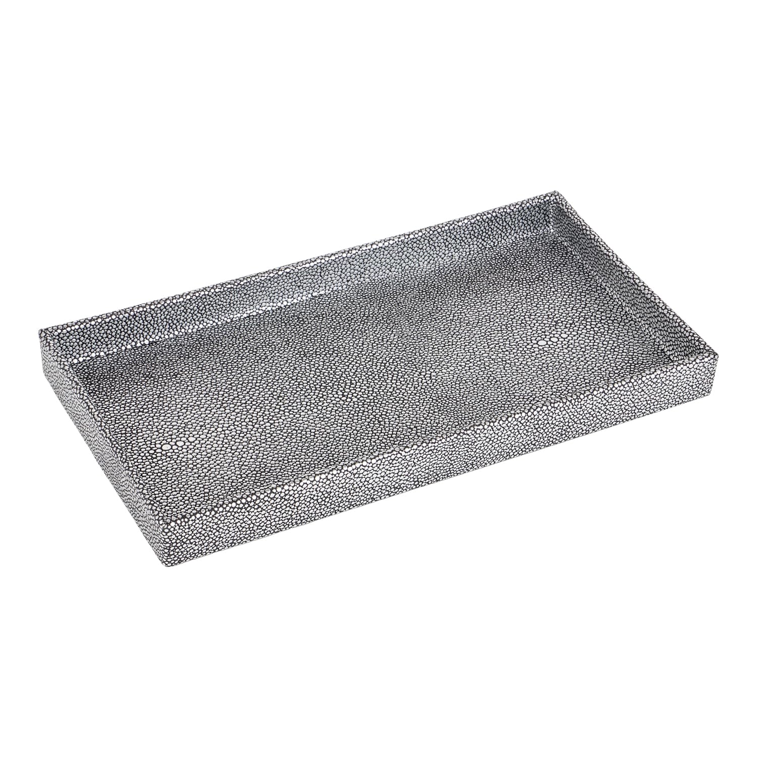Home Basics Plastic Vanity Tray - Jewelry & Makeup Organizer for Perfume, Cosmetics, Bathroom or Dresser (Silver Texture) - Perfect for Bedroom Decor & Bathroom Storage