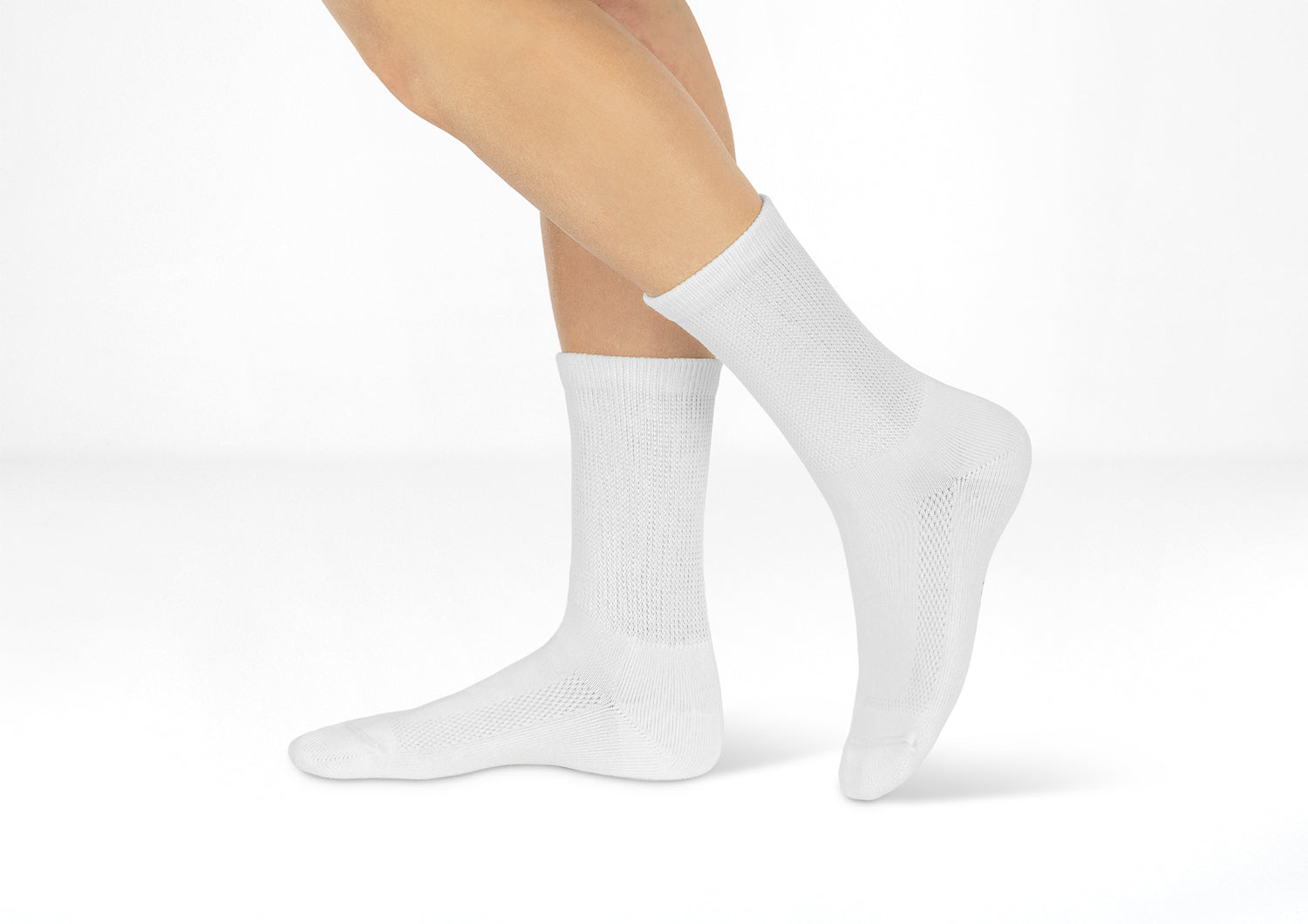 Breathable Padded Sole Diabetic Socks for Men & Women - White Comfort Socks for Sensitive Feet - Perfect for Diabetes, Neuropathy and All-Day Wear
