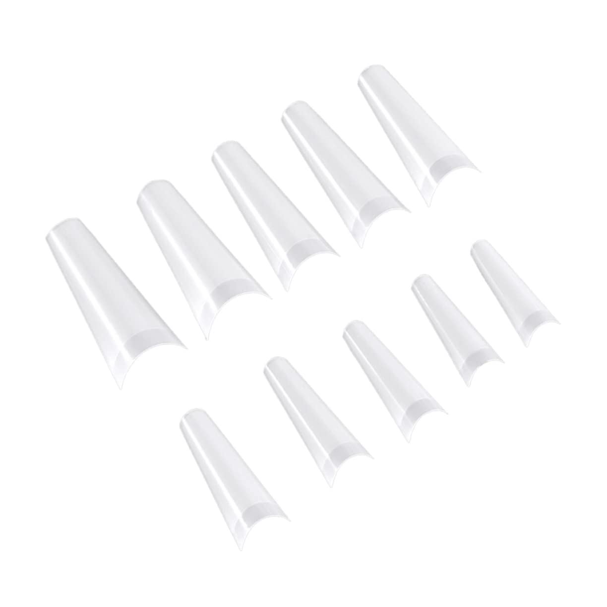 FOMIYES 500pcs White French Fake Nails - Transparent Acrylic Nail Tips, Coffin Artificial Nails with Display Card - Perfect for Salon, Home Manicure & Nail Art DIY