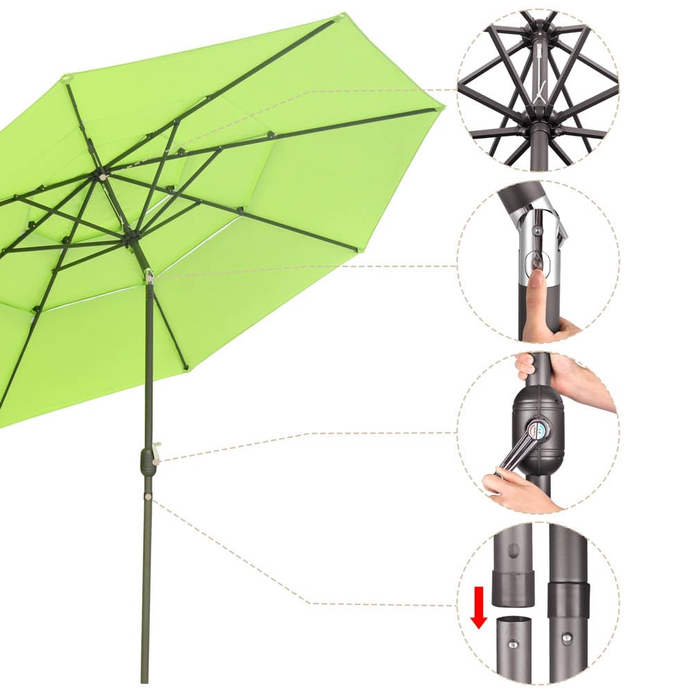 Yescom 11 Ft 3 Tier Outdoor Patio Umbrella with Crank Tilt Mechanism & Protective Cover - Perfect for Poolside, Backyard, Garden, and Beach Shade
