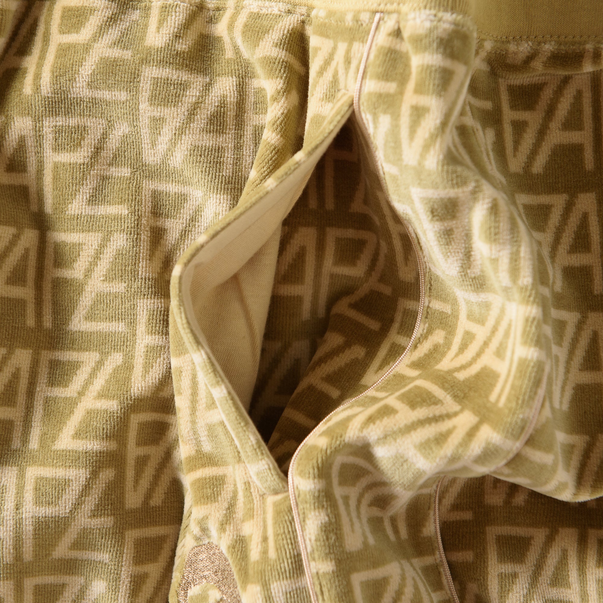 BAPE Logo Monogram Velour Shorts for Men - Beige Casual Lounge & Streetwear Style