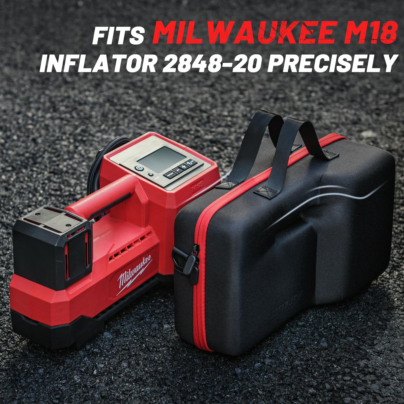 Milwaukee M18 Inflator 2848-20 Air Compressor Storage Bag - Custom-Fit Hard Carrying Case with Neck Strap for Milwaukee Tools - Perfect for Job Sites, Camping & Tire Inflation