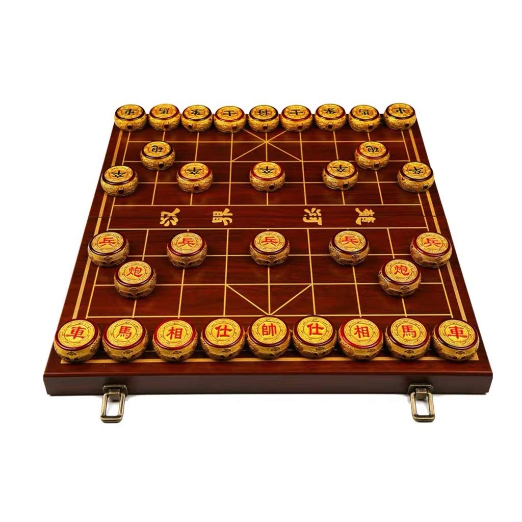 Premium Chinese Chess Set - Xiangqi Strategy Board Game with Folding Board, High-Quality Material for 2 Players (5cm/2
