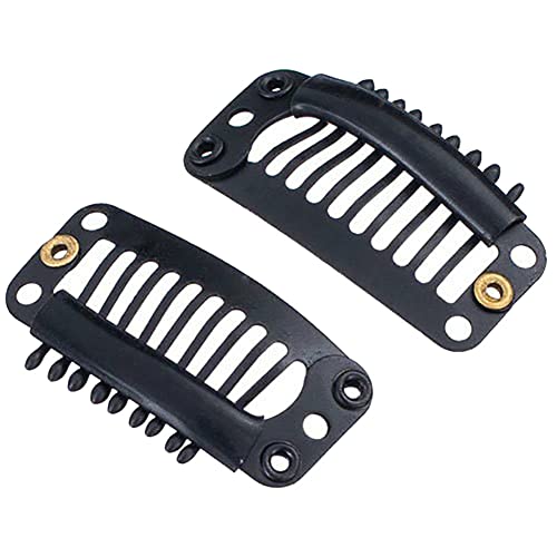 30 Pcs Black Metal Hair Extension Clips - 9 Teeth Snap-in Wig Clips for Hair Weave & Hairpieces | Secure Hold for Daily Styling, Cosplay & Special Occasions