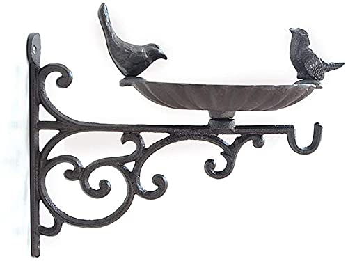 Outdoor Wild Bird Feeders & Cast Iron Bird Bath with Hanging Bracket - Decorative Garden Hooks for Planters, Lanterns, Wind Chimes - Perfect for Backyard Bird Watching & Garden Decor