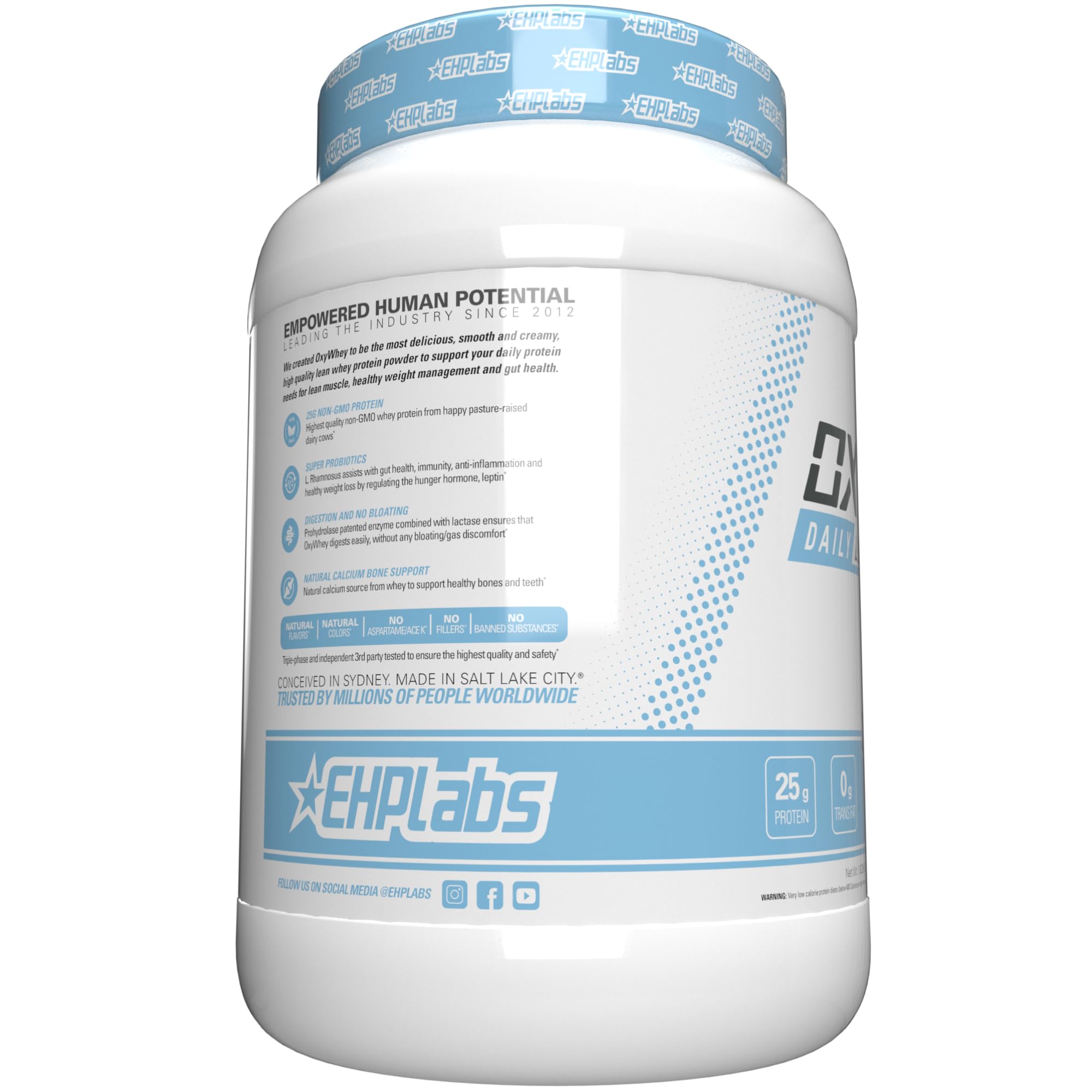 EHP Labs OxyWhey Protein Powder - 2lb Whey Protein Isolate for Muscle Growth & Recovery - Ideal for Gym Workouts, Weight Loss & Post-Workout Nutrition