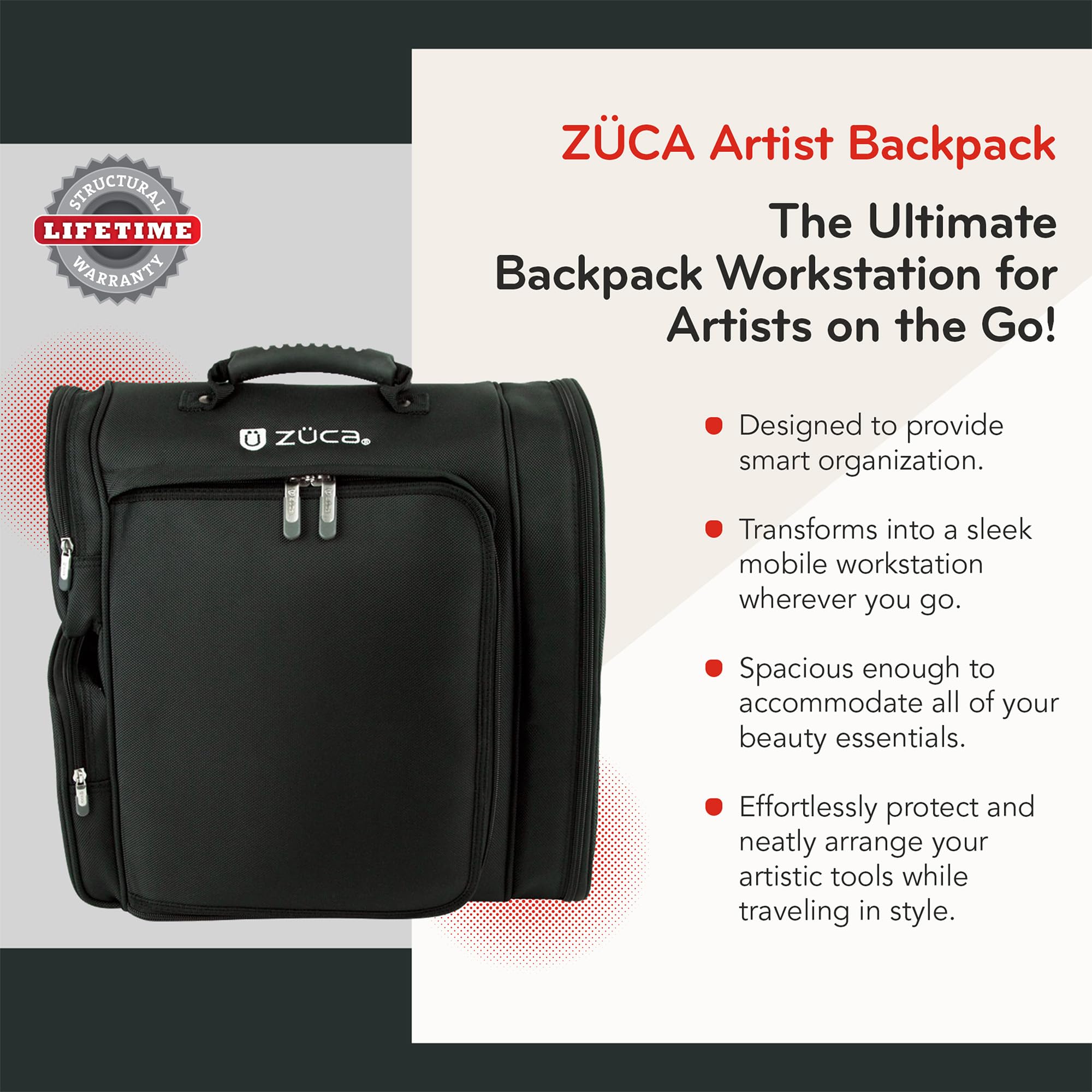 ZUCA Artist Backpack with 4 Vinyl-Lined Pockets - Waterproof Art Supply Organizer for Painting, Drawing & School - Perfect for Artists, Students & Travel