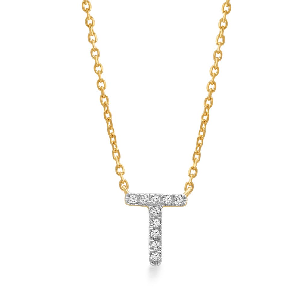 14K Yellow Gold Diamond Initial Charm Necklace - Personalized Classic Jewelry for Women | Perfect Gift for Birthday, Anniversary & Valentine's Day