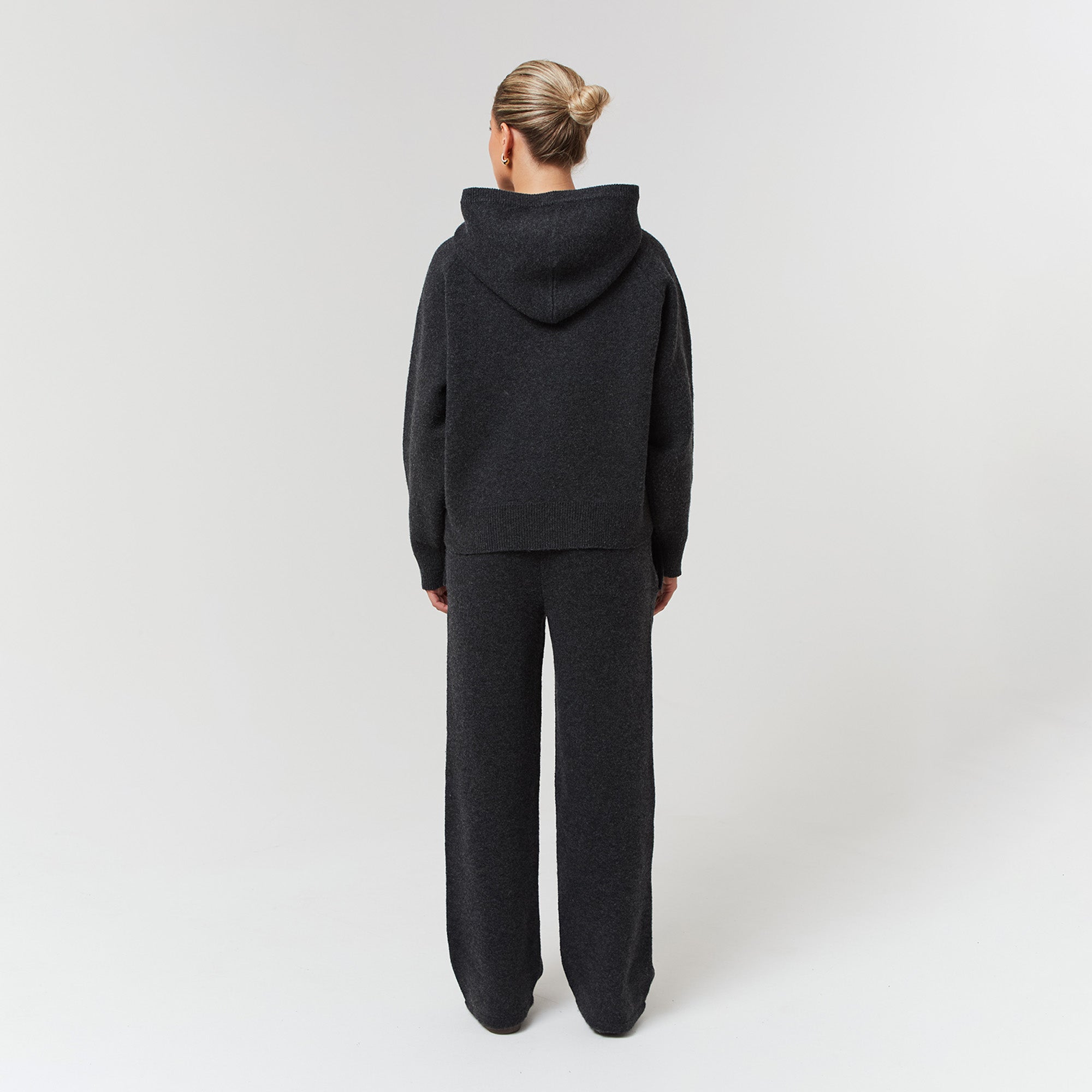 Stylish Knit Open Hem Jogger Pants in Charcoal Marl - Perfect for Casual Wear, Lounge & Athleisure Outfits