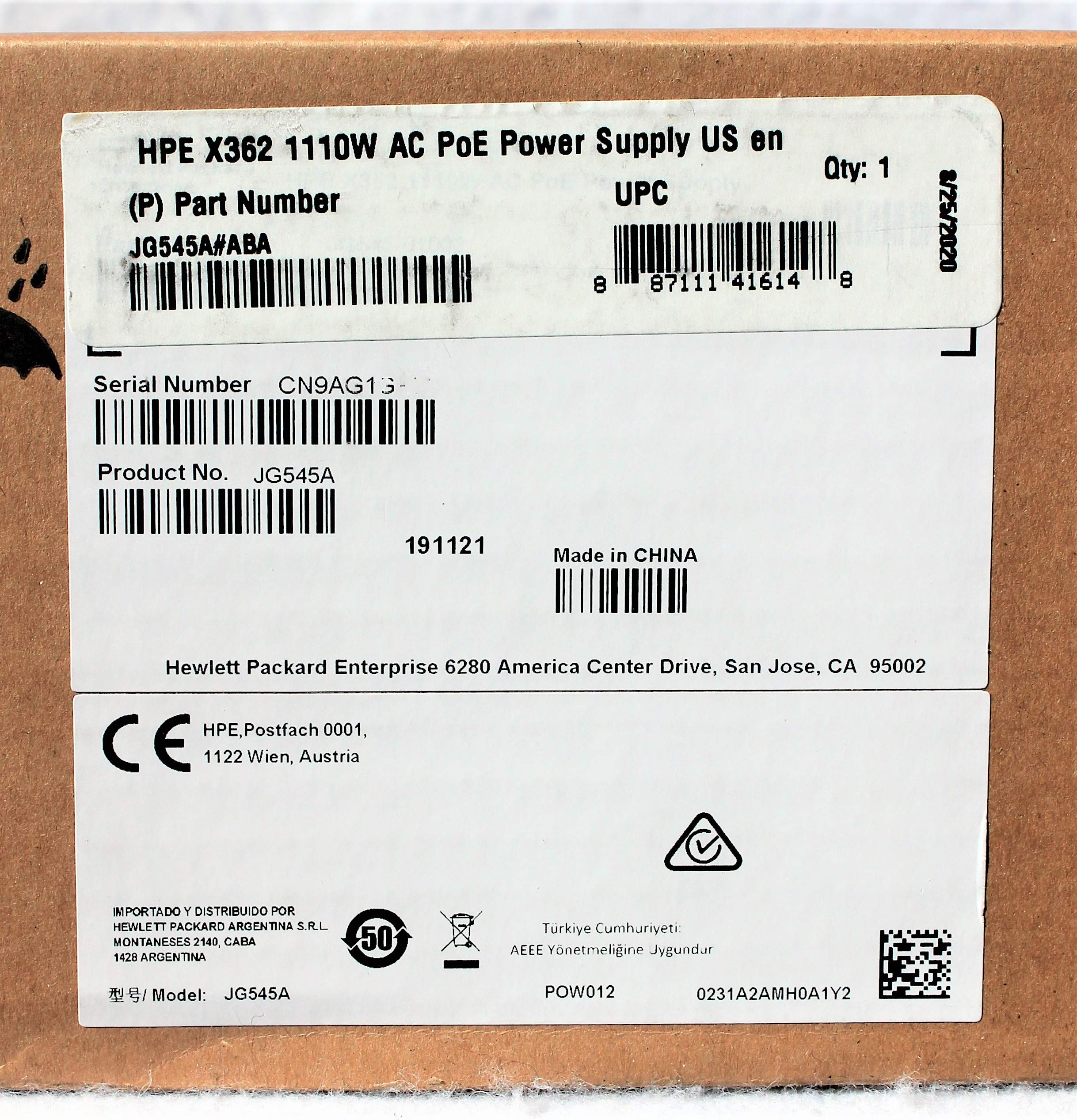 HPE JG545A#ABA Hot-Plug Redundant Power Supply Module 1110 - Reliable Server & Data Center Backup Power Solution for Business IT Infrastructure