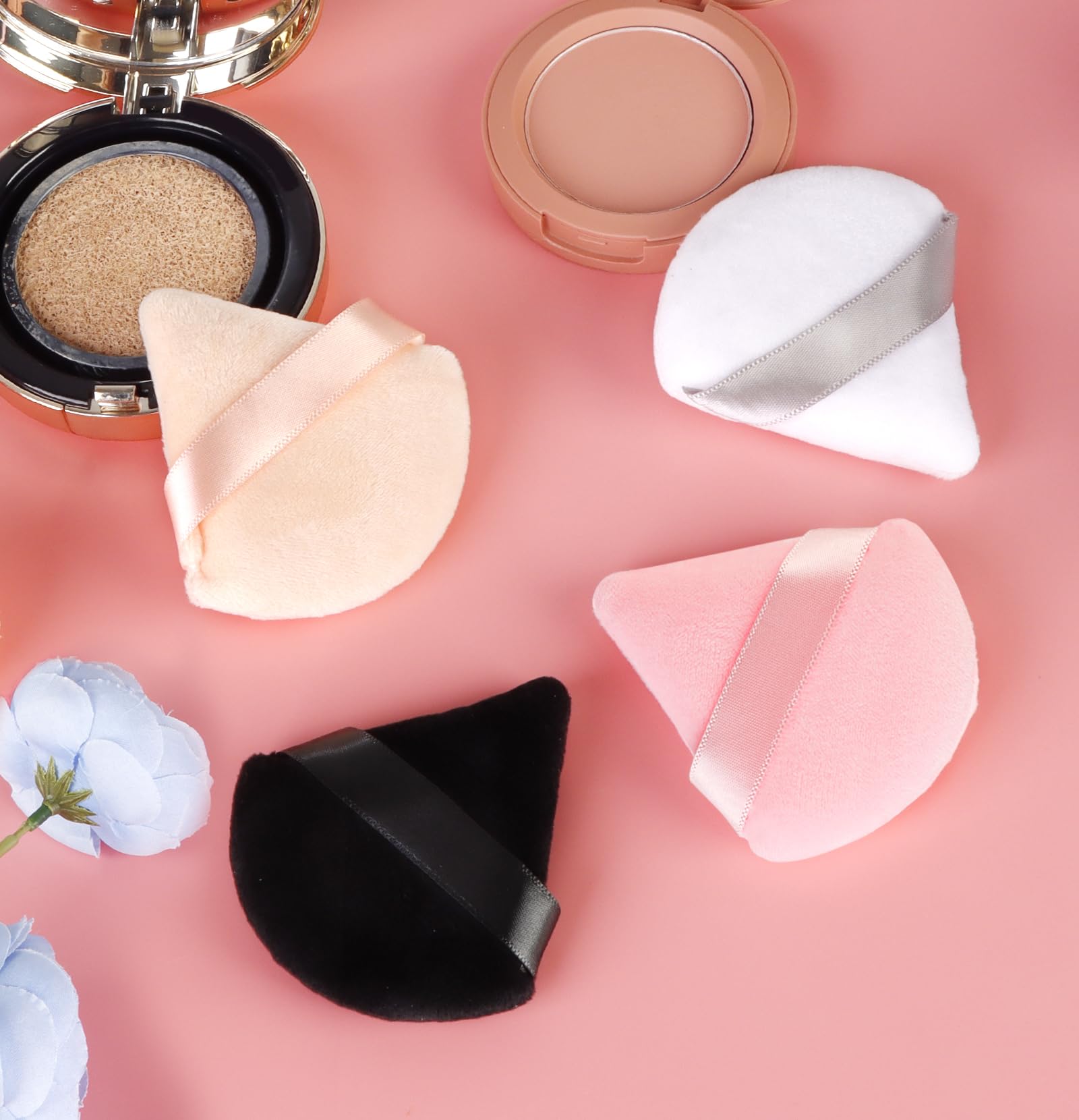 8-Piece Velour Triangle Powder Puffs - Soft Makeup Sponges for Foundation & Blending - Reusable Cosmetic Beauty Tools for Flawless Face Makeup Application