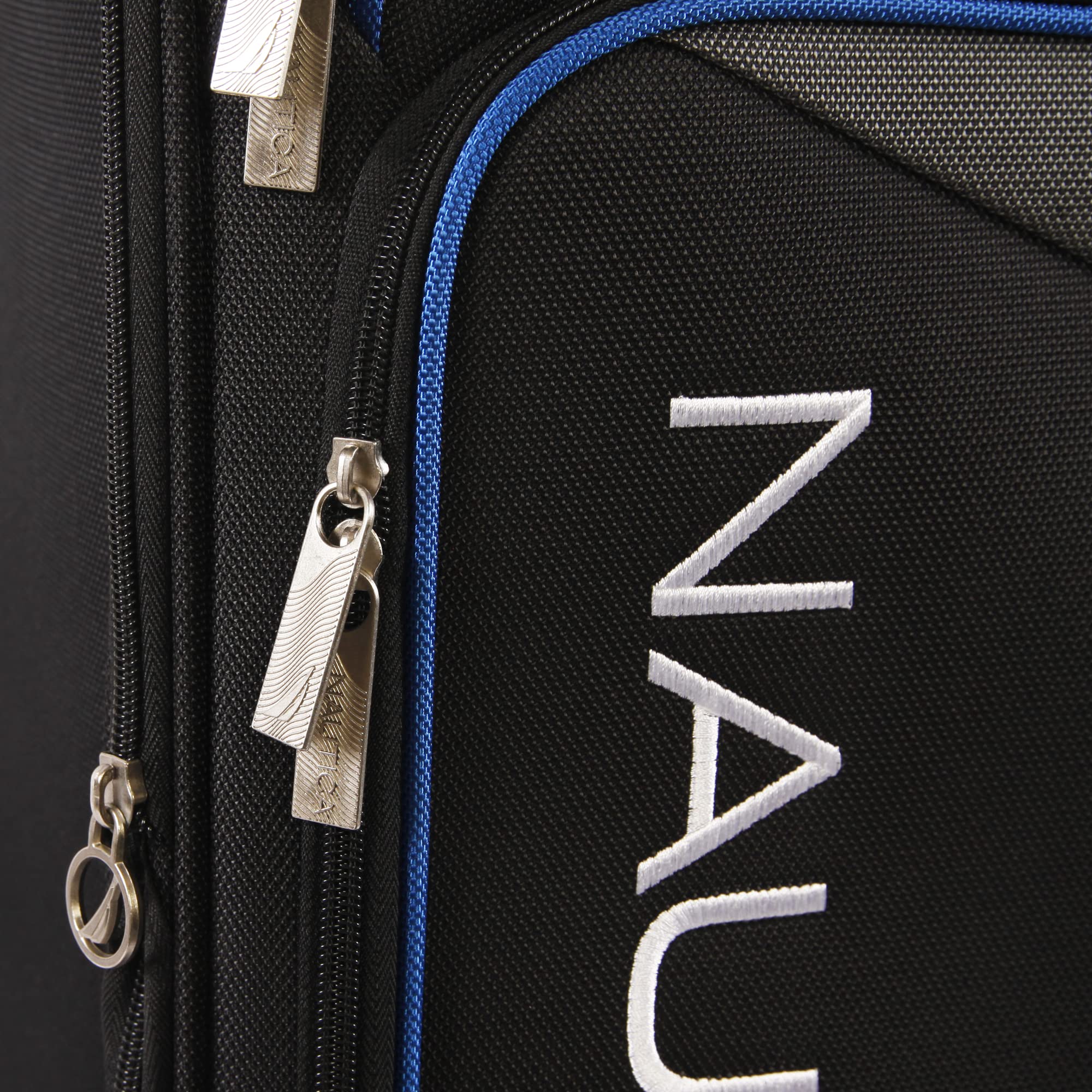 NAUTICA Emry 2-Piece Softside Luggage Set - Black & Blue Spinner Suitcase for Travel, Business Trips & Vacations | Lightweight Durable Carry-On & Checked Bags