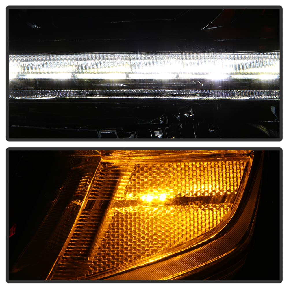 ACANII LED DRL Headlights for 2015-2020 Chevy Tahoe Suburban - Chrome Housing Headlamps Pair (Driver & Passenger Side) - Upgrade Your Vehicle's Style & Visibility for Night Driving & Off-Road Adventures