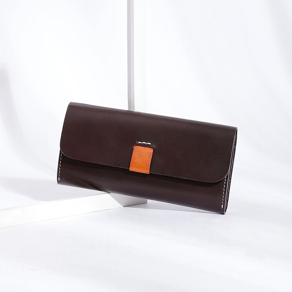 Handmade Genuine Leather Long Bifold Wallet for Women - Slim RFID Blocking Wallet with Multiple Card Slots & ID Window - Perfect for Everyday Use, Travel, and Gift Giving