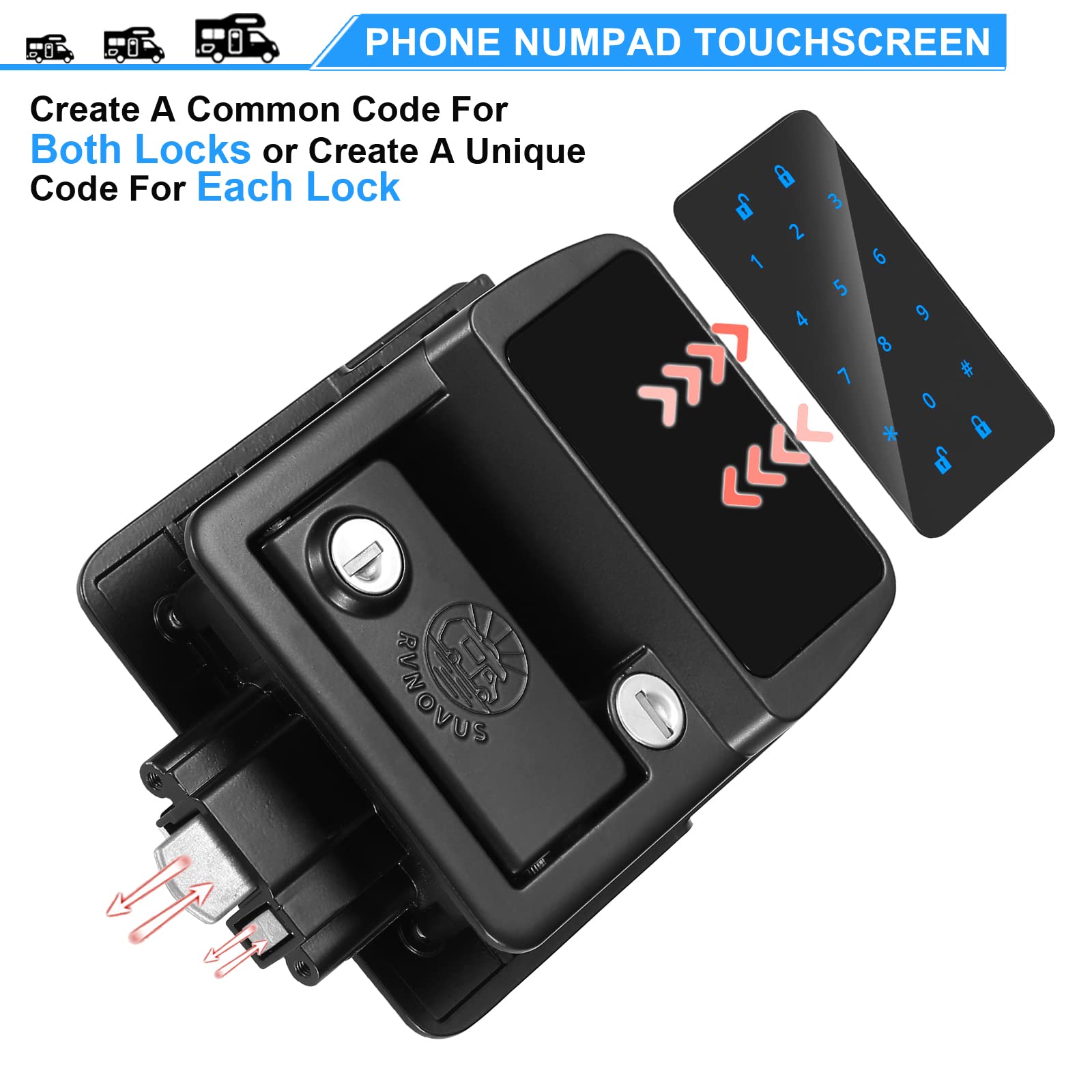 Rv Keyless Entry Door Lock with 0-9 Password - Integrated LED Keypad Handle & 2 Fobs for Camper Deadbolt (GEN 2) | Secure Access for Motorhomes, Trailers & Travel Trailers
