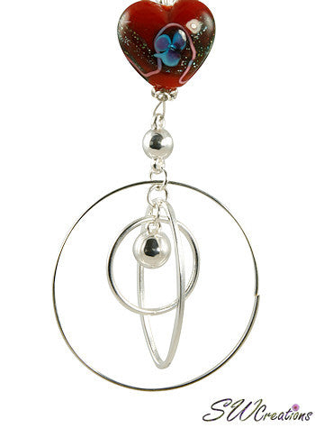 Ruby Heart Crystal Beaded Fan Pull - Elegant Ceiling Fan Light Chain Pull with Sparkling Beads for Home Decor, Bedroom, Living Room, Porch