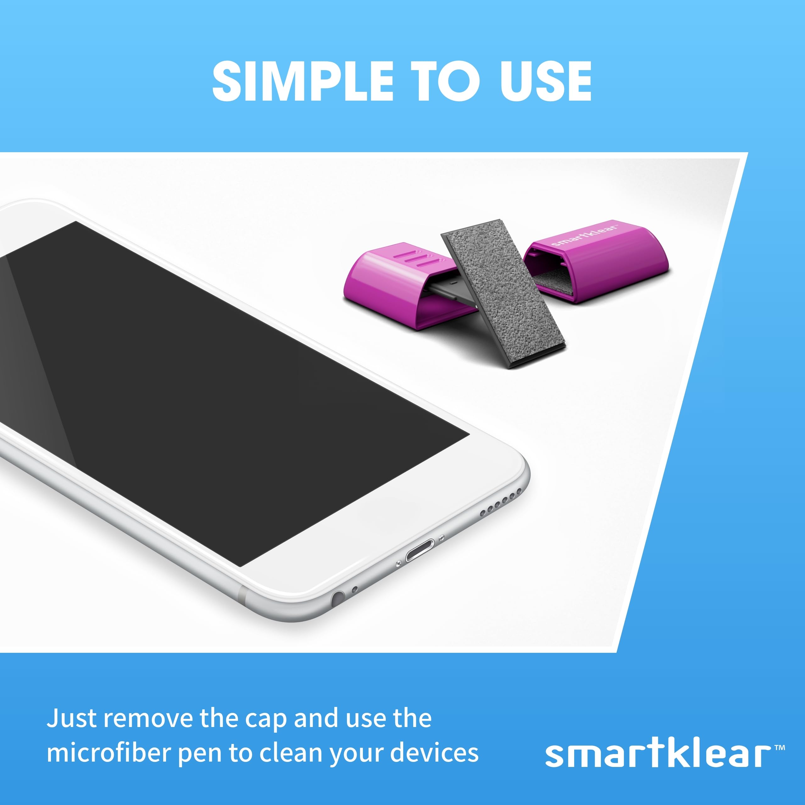 SmartKlear Smart Phone Screen Cleaner - Premium Carbon Microfiber Technology for iPhone, Android & All Devices - Purple (1 Pack) - Perfect for Home, Office & Travel Use