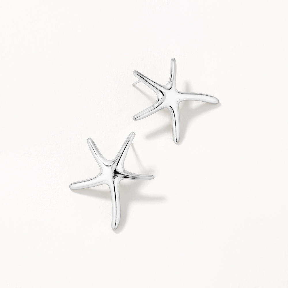 Silver Starfish Stud Earrings for Women - Dainty Ocean-Themed Jewelry for Beach Vacations, Summer Outfits & Gift Giving