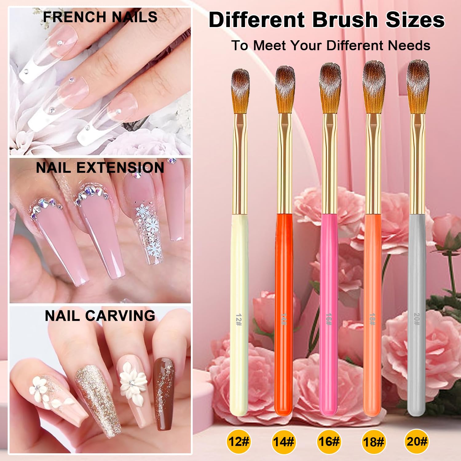 Acrylic Nail Brush Set - 5pcs for Nail Art & Extensions