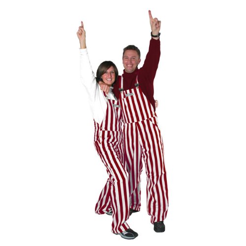 Game Bibs Maroon & White Striped Overalls for Men & Women - Comfortable Game Day Outfit for Football, Baseball, Tailgating & Sporting Events
