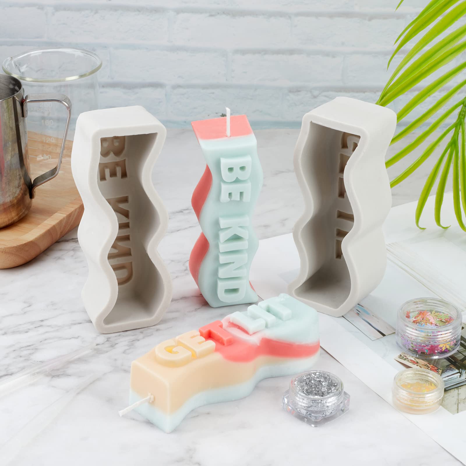 SUPERFINDINGS 2-in-1 Silicone Candle Molds - Kind Wave Pillar & White Smoke Resin Casting Molds for DIY Aromatherapy Candles, Soap Making & Home Decor | Perfect for Candle Crafting, Gift Making & Relaxation Therapy