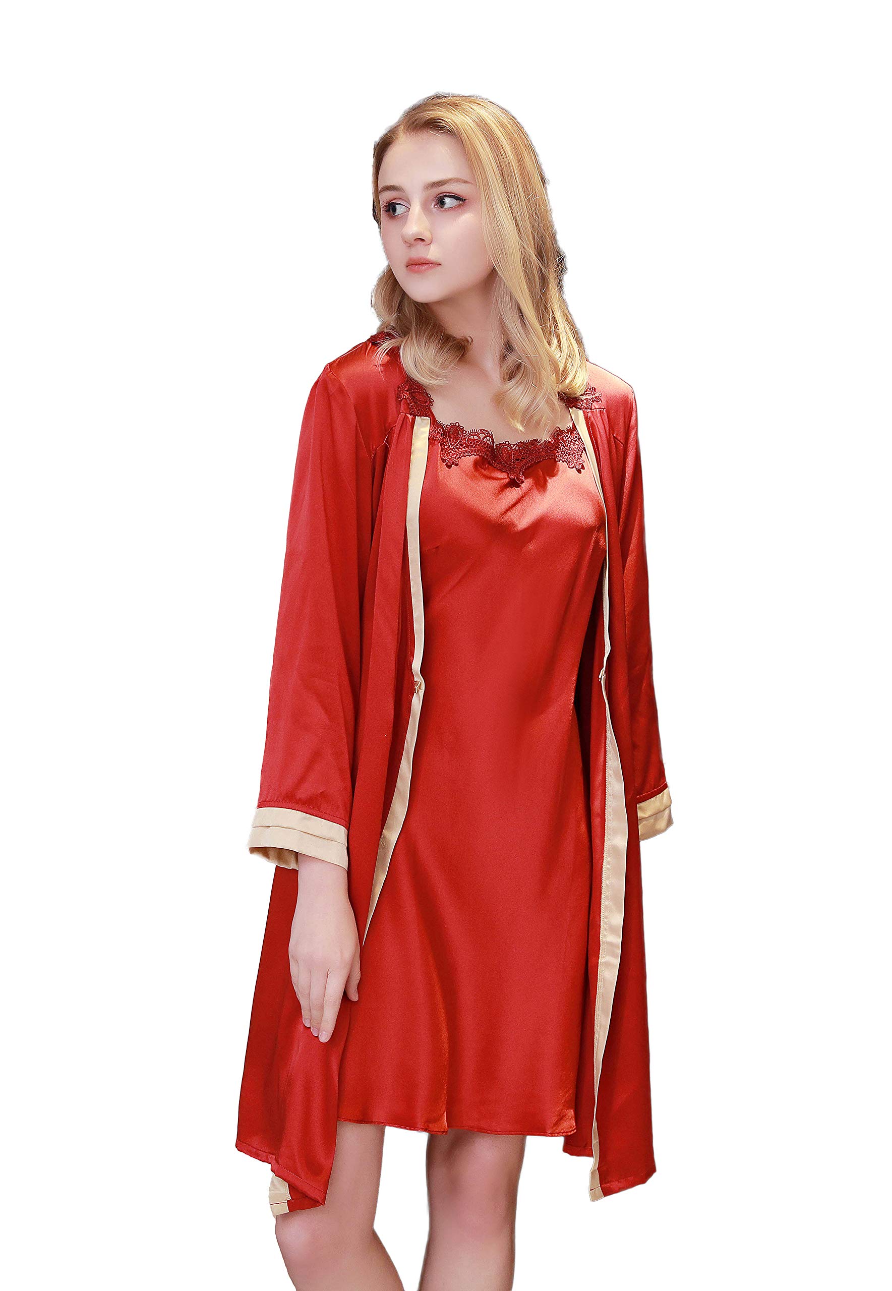 Silk Robe for Women - Elegant Nightgown & Pajama Set - Soft Comfortable Sleepwear for Lounge & Bedtime - Perfect for Spa Nights, Bridal Showers & Relaxing at Home
