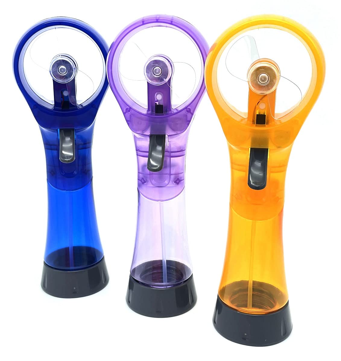 Portable Handheld Battery Operated Water Misting Fan - 3 Pack (Blue, Purple, Yellow) | Personal Cooling Spray Fan for Outdoor, Camping, Beach, Sports & Patio Use