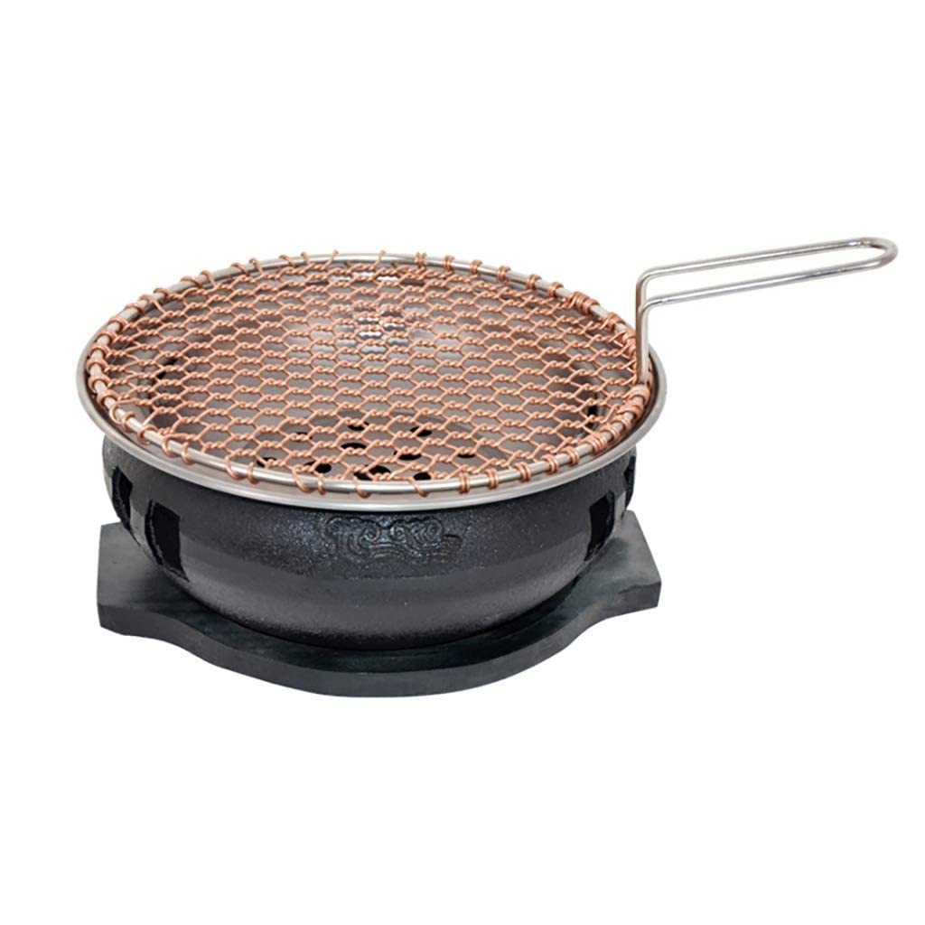 Premium Smoke-Free Charcoal BBQ Grill - Cast Iron Meat Stove with Stainless Steel Basin for Indoor & Outdoor Use - 5 Stylish Colors (Perfect for Backyard Parties, Camping & Family Gatherings)