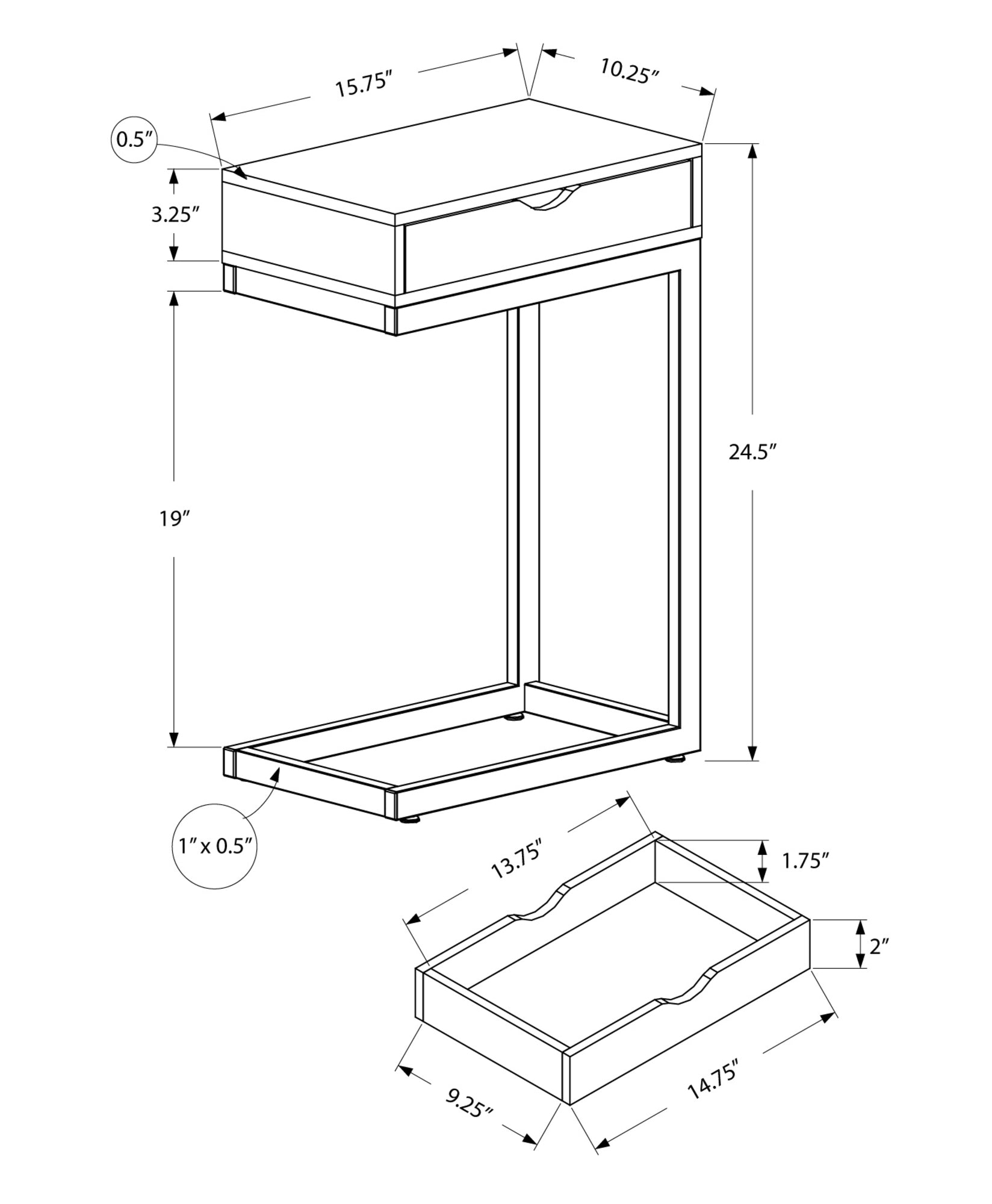 Modern Chrome Metal & Grey Cement Accent Table with Drawer - Perfect for Living Room, Bedroom, or Office Decor