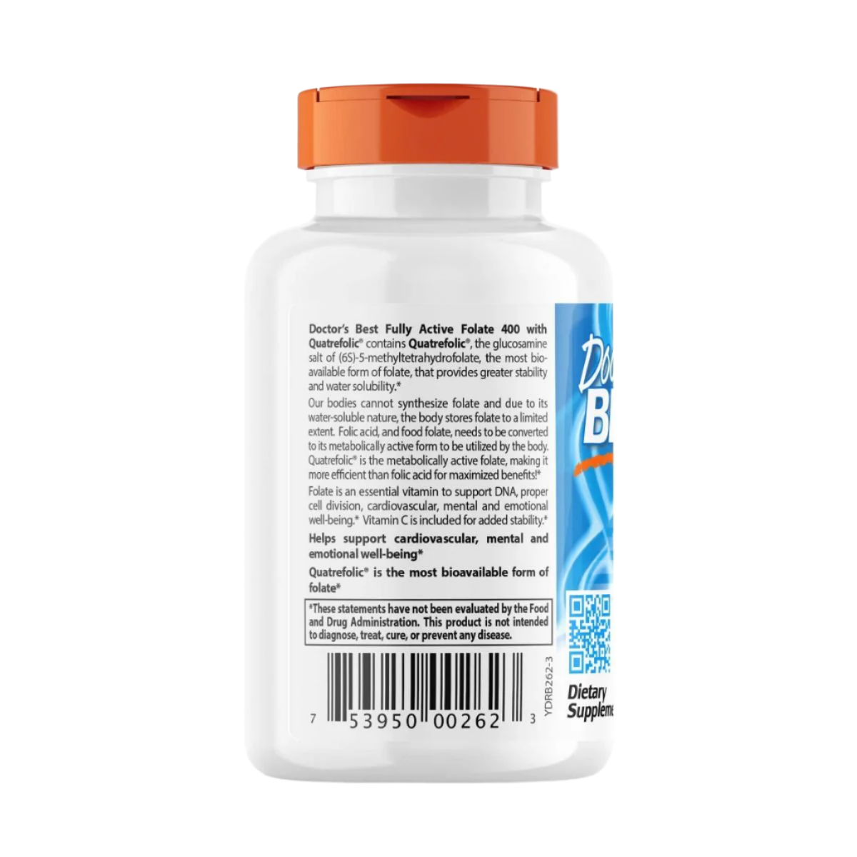 Doctor's Best Fully Active Folate 400 with Quatrefolic 400 mcg - 90 Veggie Capsules for Optimal Cellular Health & Pregnancy Support | Bioavailable B9 Vitamin Supplement for Women & Men