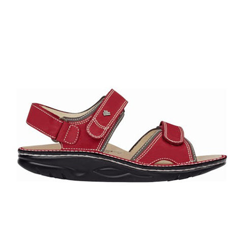 Finn Comfort Yuma Backstrap Sandal for Women - Comfortable Red Leather Sandals with Arch Support | Perfect for Walking, Travel & Summer Outfits