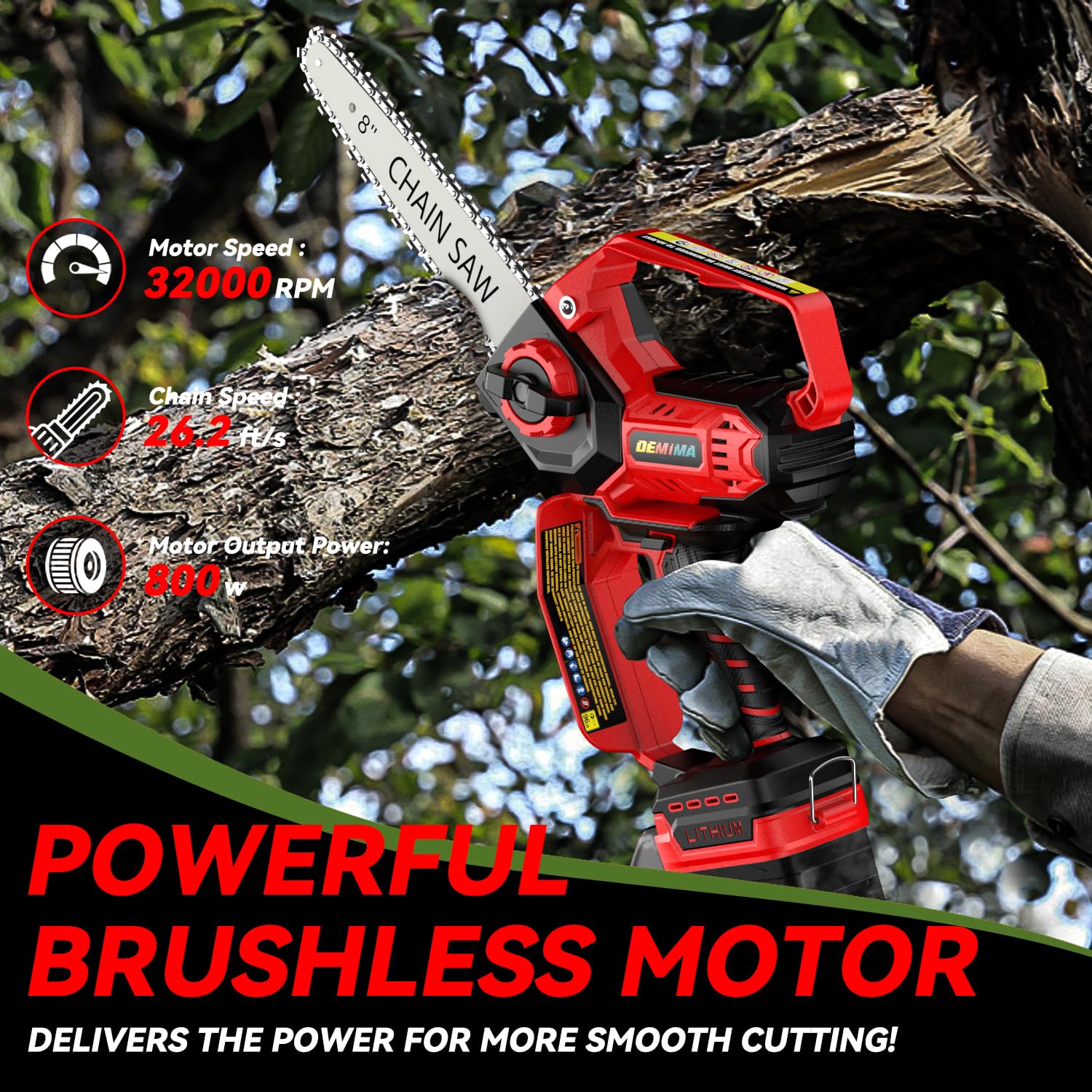 Milwaukee M18 Battery Mini Chainsaw - 8-Inch & 6-Inch 2-in-1 Cordless Electric Chainsaw with Brushless Motor & Auto-Oiler | 800W Handheld Chainsaw for Tree Pruning, Wood Cutting, Yard Work & DIY Projects (Battery Not Included)