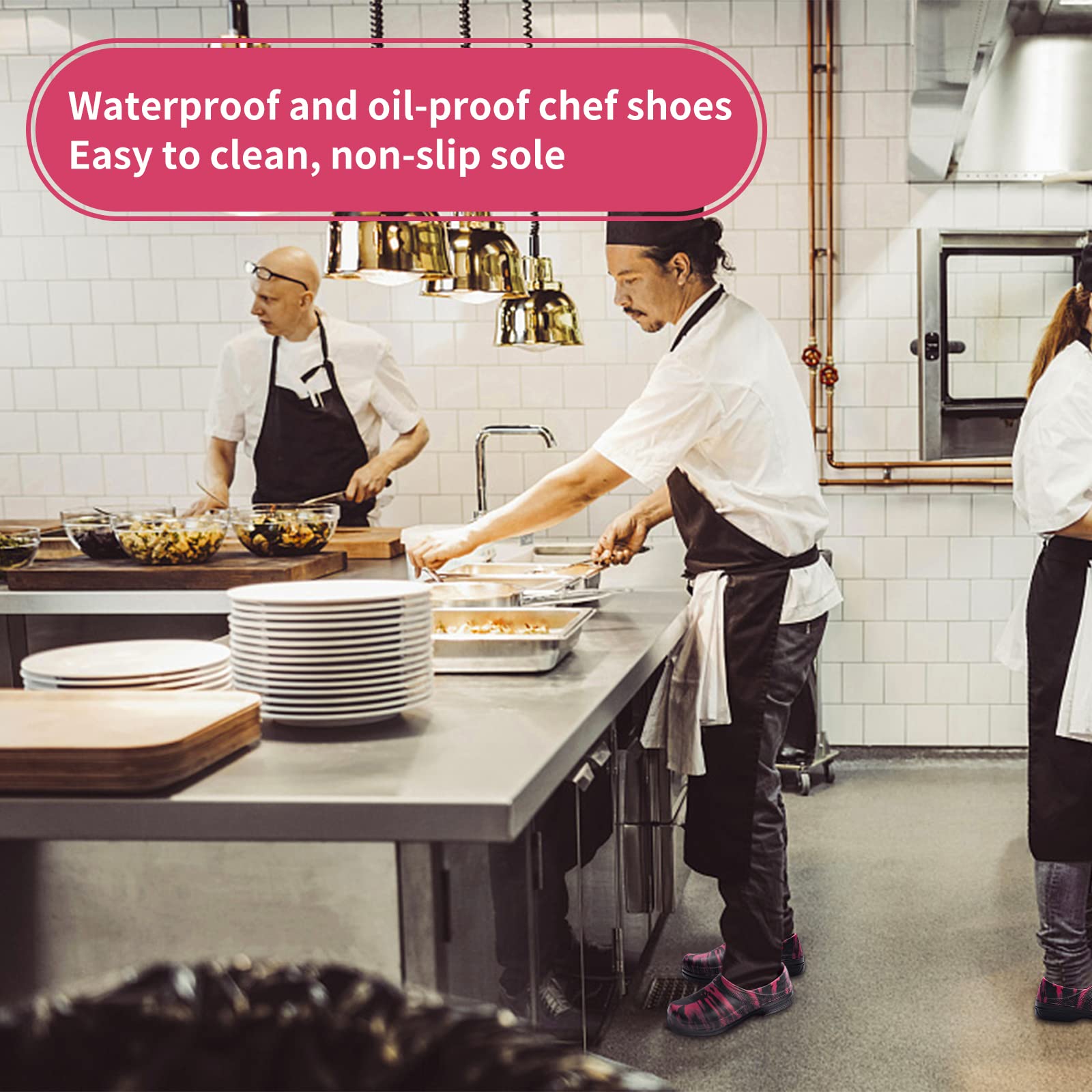 **MNPLCIEA Chef Shoes for Men - Oil Resistant, Waterproof Safety Work Shoes - Non-Slip Kitchen & Nurse Shoes for Indoor & Outdoor Use - Ideal for Restaurants, Hospitals & Gardening**