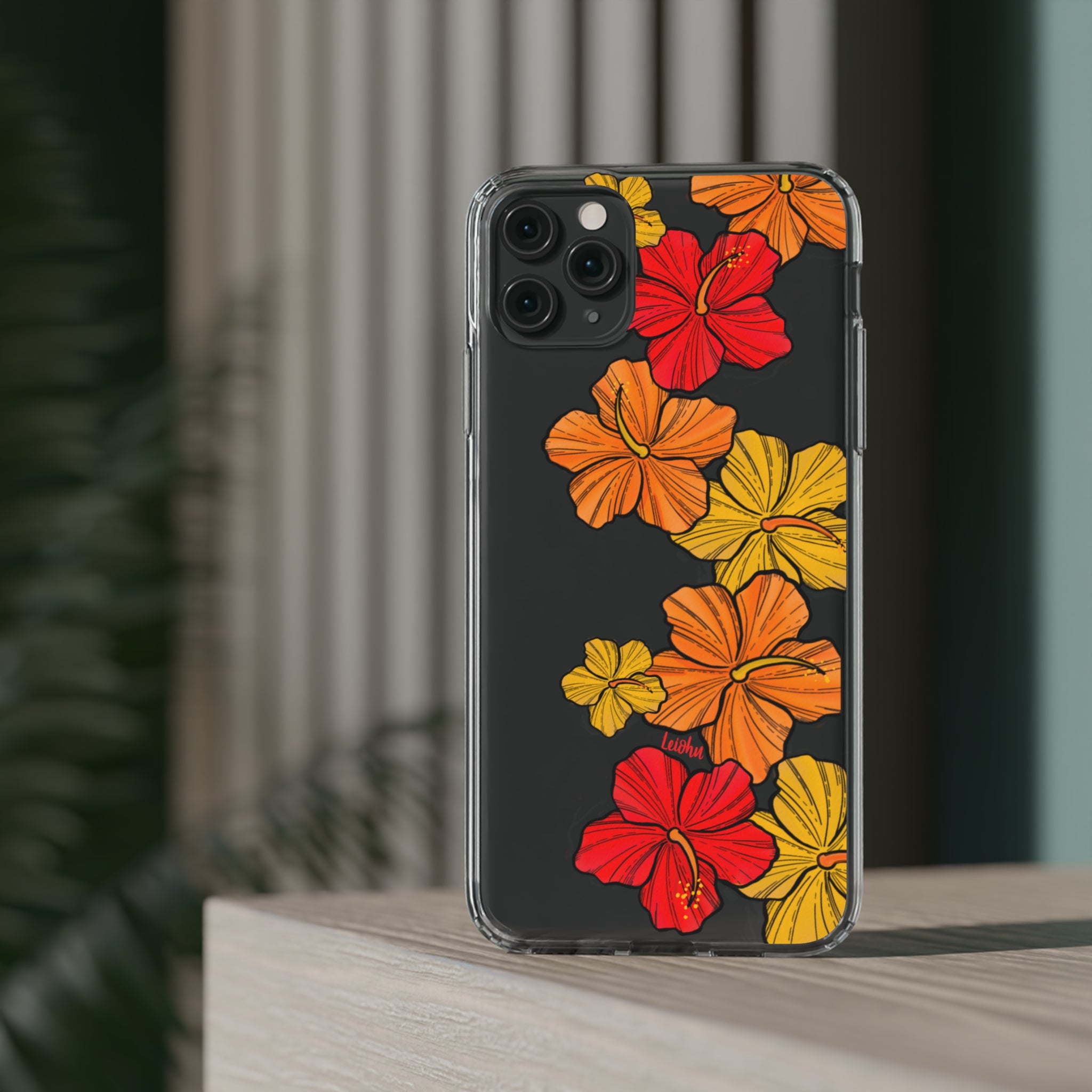 Hibiscus Retro Clear Phone Case - Durable Protective Cover for iPhone & Samsung - Floral Design for Stylish Protection | Perfect for Everyday Use, Travel & Gifting