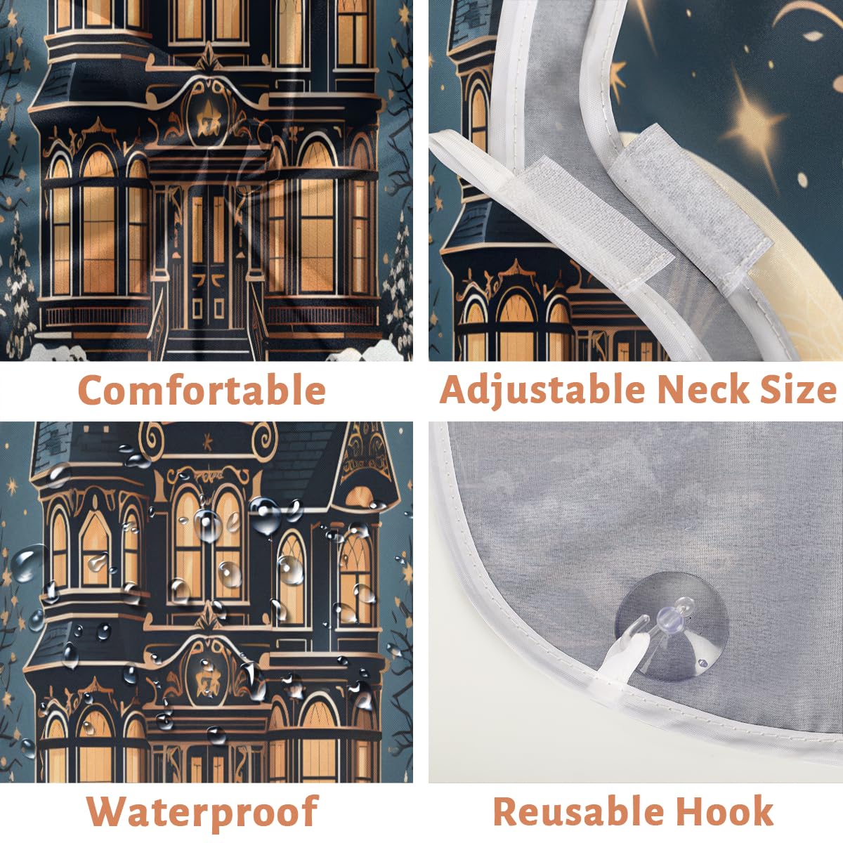 Men's Night Castle Pattern Beard Shaving Bib - Waterproof Hair Dye Apron for Barbers & Stylists - Sink Hair Catcher for Beard Trimming & Makeup - Perfect Gift for Grooming & Salon Use