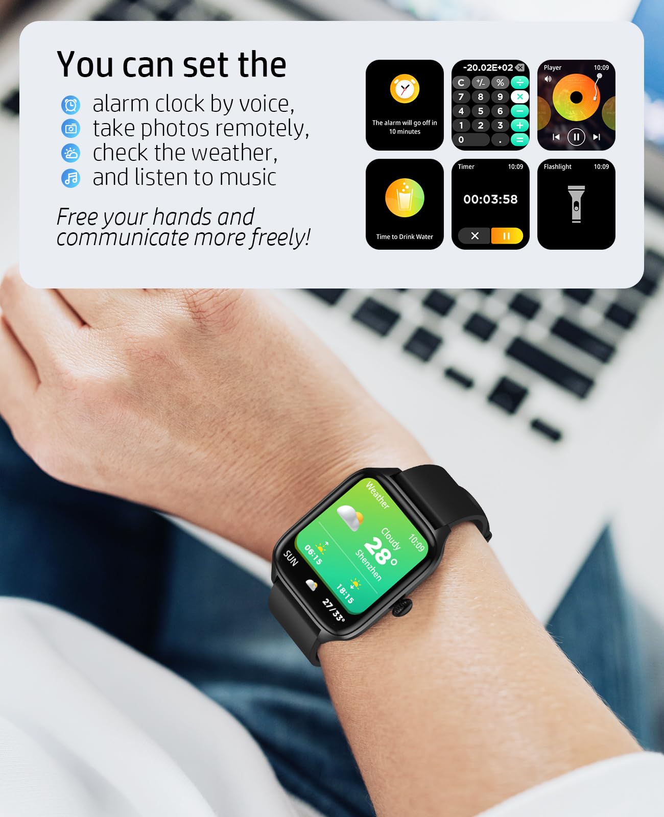 Smart Watch for Men & Women - Bluetooth Call, Fitness Tracker with 1.96