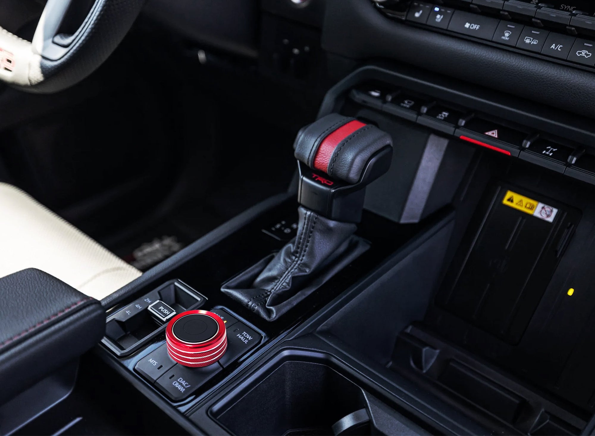 2 TRD Red Driving Mode & Volume Knob Covers for 2022+ Toyota Tundra & Sequoia with 14