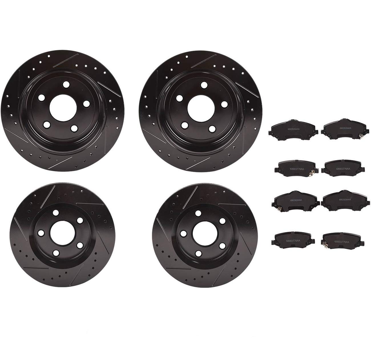 Bapmic 53040 53041 Front & Rear Brake Rotors and Ceramic Brake Pads Kit - Compatible with 2007-2017 Jeep Wrangler JK & Unlimited - Perfect for Off-Roading, Daily Driving & Heavy-Duty Performance