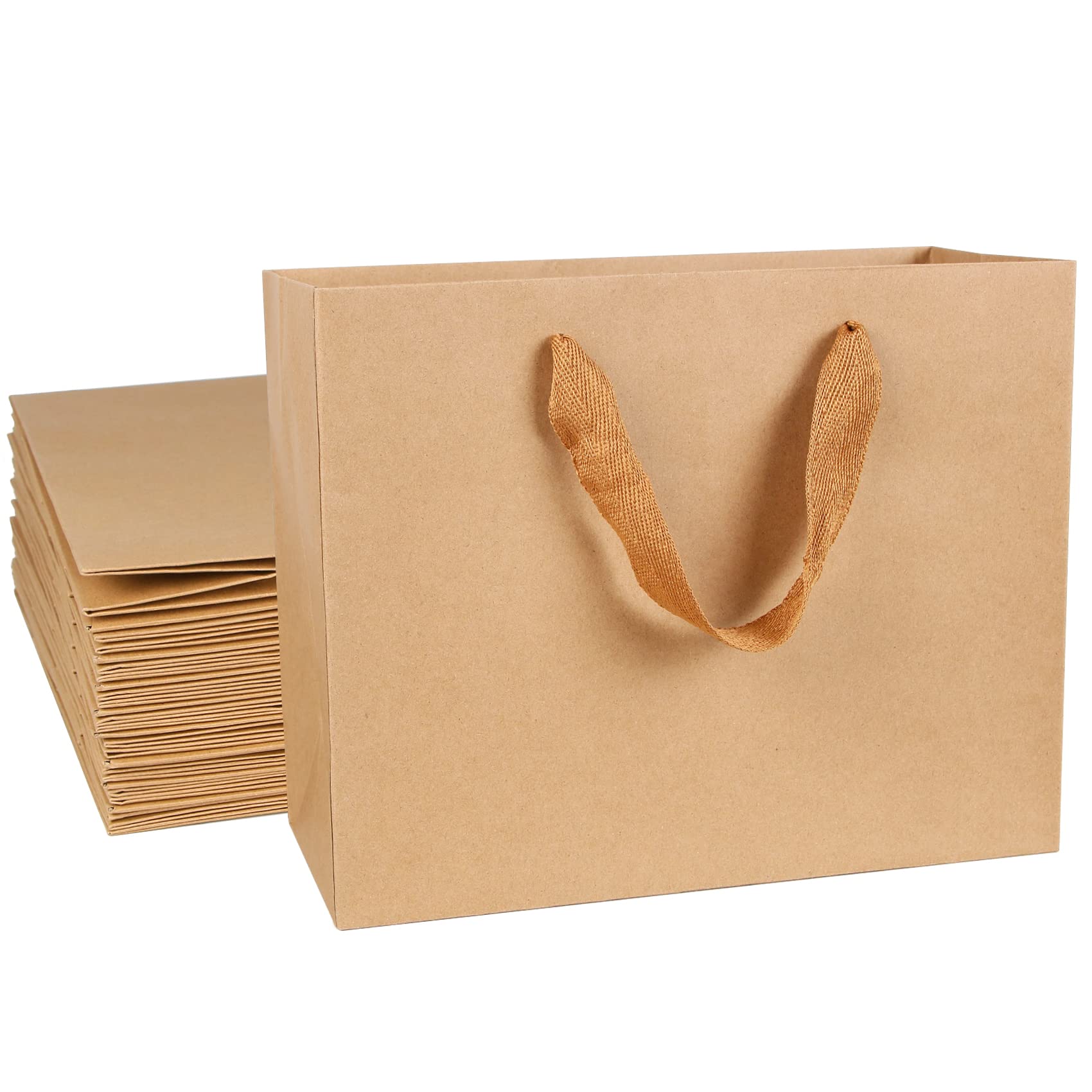 Aimyoo 20 Pack Medium Brown Kraft Paper Gift Bags with Handles - 10x8x4.25 Inch Eco-Friendly Retail Shopping Bags for Small Business, Party Favors & Merchandise - Perfect for Birthday Gifts, Wedding Favors, and Retail Packaging