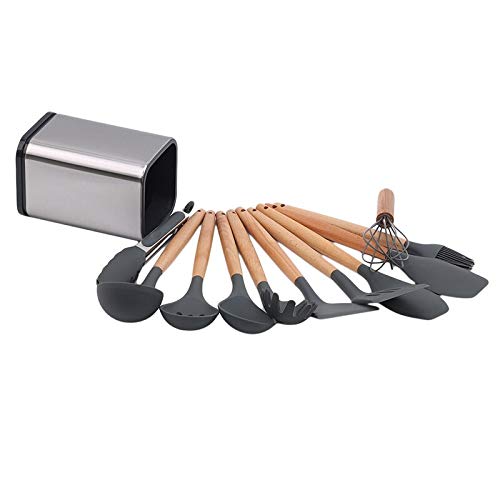 12-Piece Non-Stick Silicone Kitchen Utensil Set - Heat Resistant Cooking Tools with Spatula, Tongs, Colander & Egg Whisk - Dishwasher Safe for Baking, Frying & Meal Prep (Style 1)