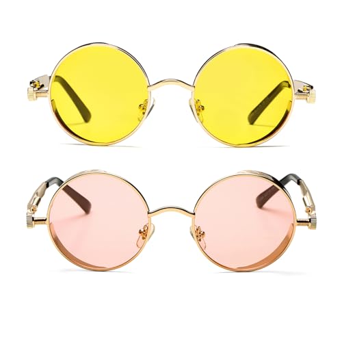 2 Pack (Yellow Lens/Gold+pink Lens/Gold)